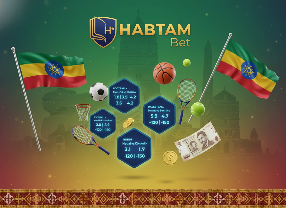 Habtam Bet sportsbook display of in-play football betting options